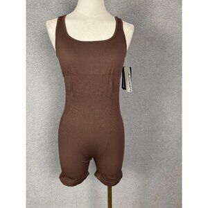 A AGROSTE athletic romper with a racerback Removable Pads Brown Size Small NWT's